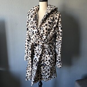Betsey Johnson Plush Leopard Print Robe